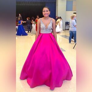 Terani Couture Prom or Pageant Crystal Beaded Pink Gown